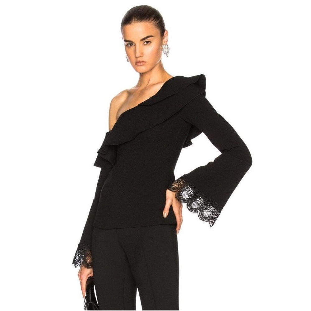 Nicholas Crepe One-shoulder Top In Black